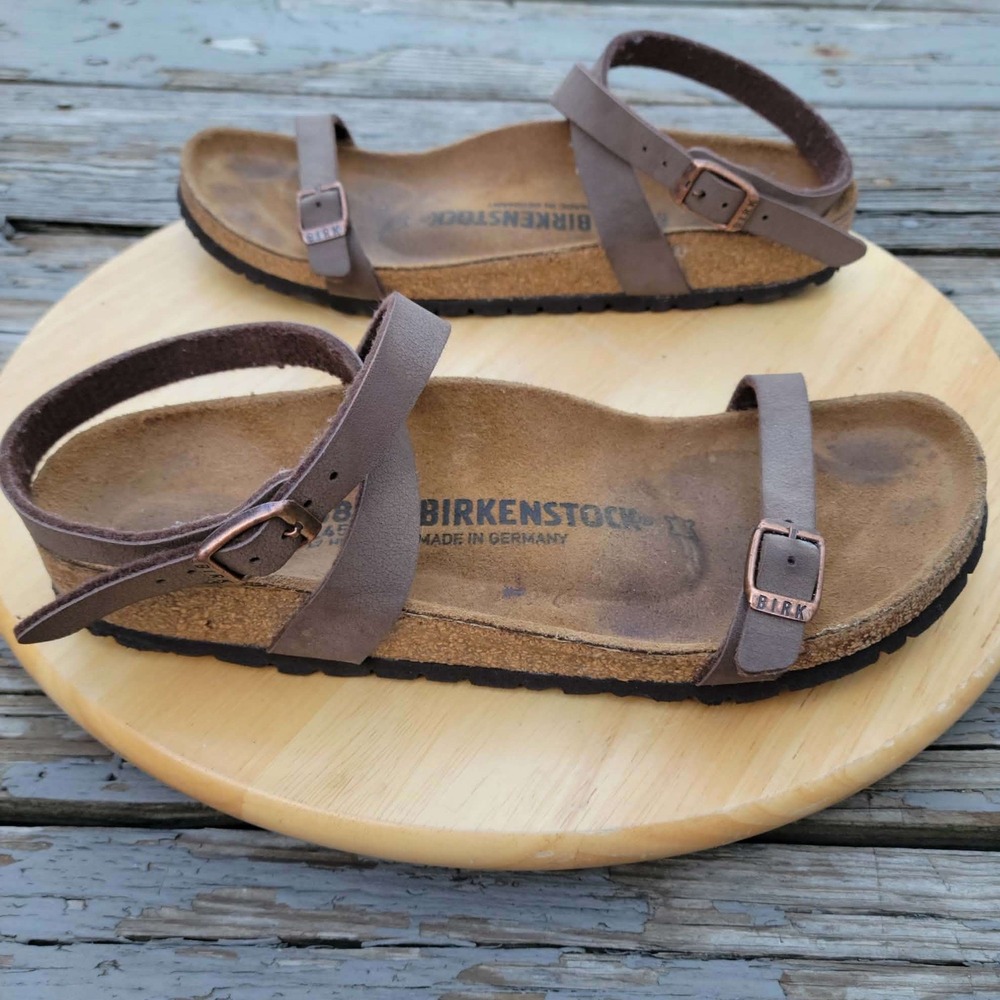 Birkenstock Daloa Sandal 38 EU Narrow L7 M5 Mocha Brown Birko-Flor Ankle Strappy